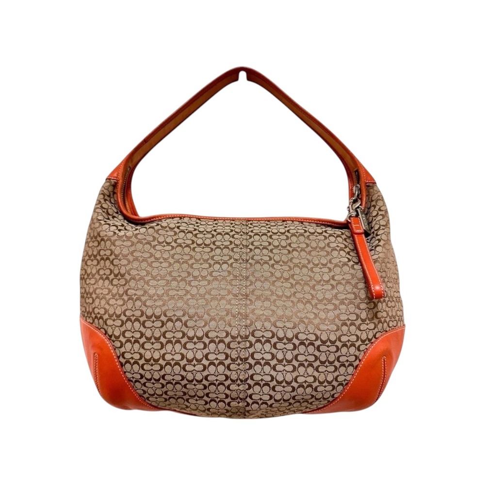 Coach Ergo Large Crescent Hobo Bag Brown Monogram Canvas Orange 6618